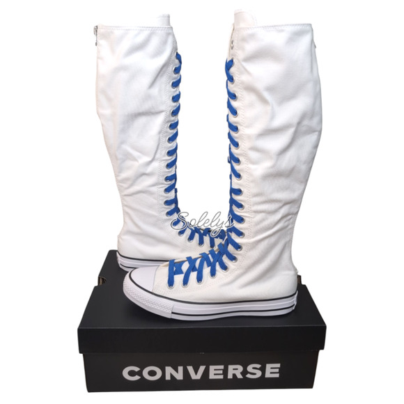 Converse CTAS XXHI Womens 8 White Blue Black Canvas Knee High Sneaker Boot NEW - Picture 8 of 10